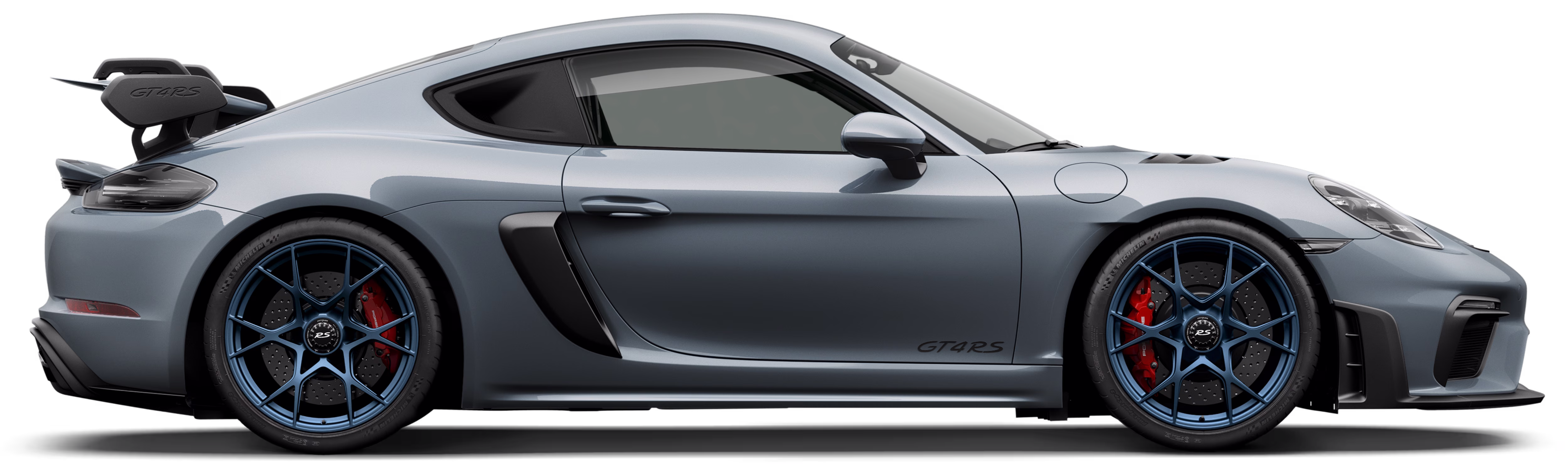 保时捷 718 Cayman GT4 RS 的侧面照。