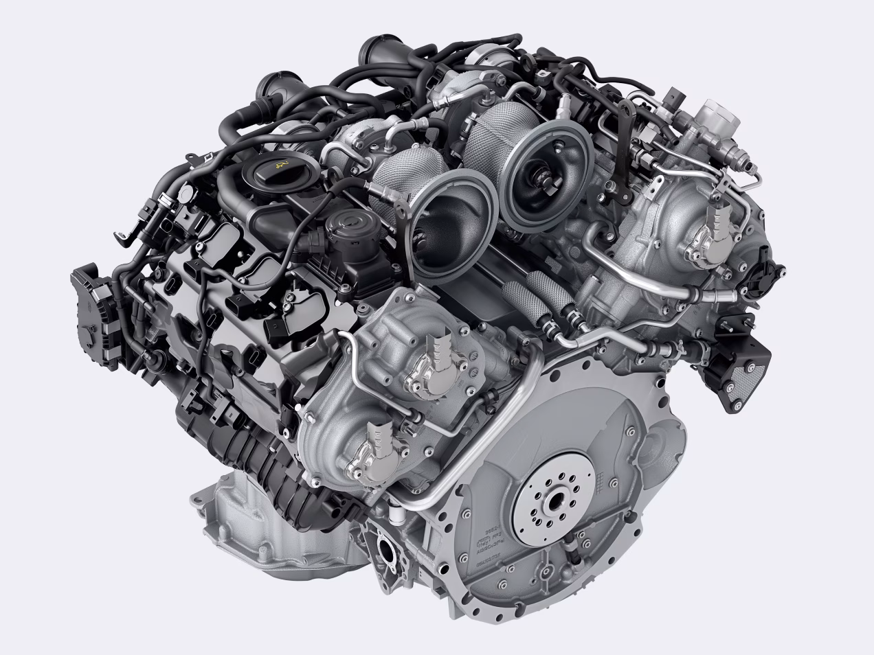 Technical graphic of the 2.9-litre twin-turbo V6 engine in the Porsche Panamera.