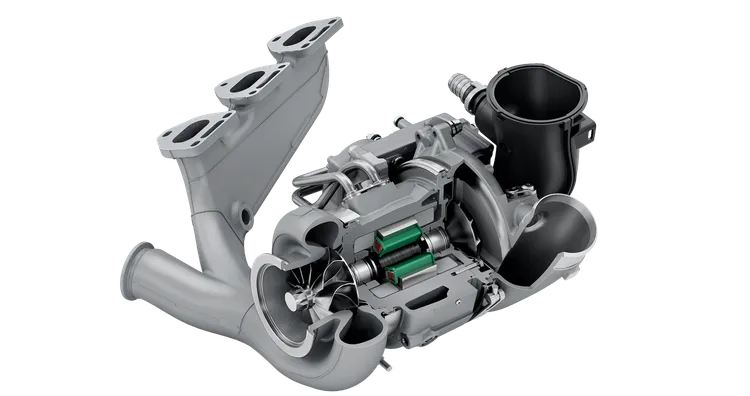 保时捷 911 Carrera GTS 中电动废气涡轮增压器的技术图形