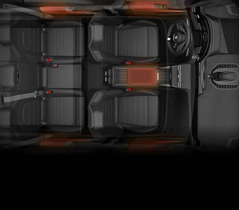 Technical graphic of the F-heater in the Porsche Cayenne Turbo.