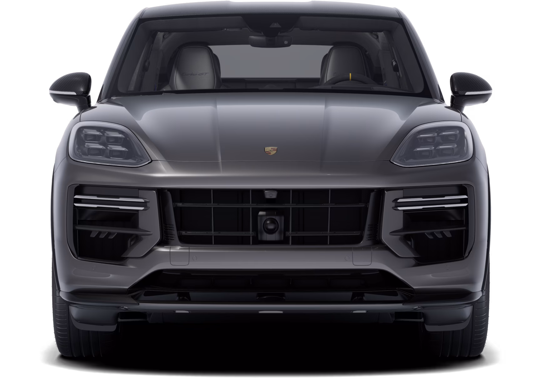 石英灰金属漆车身的新款保时捷 Cayenne Turbo GT 的前视图
