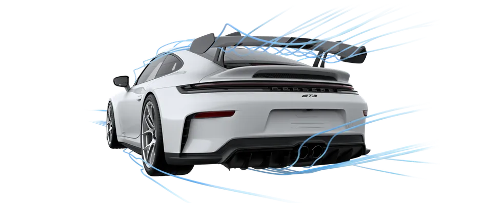 保时捷 911 GT3 空气动力学性能展示。