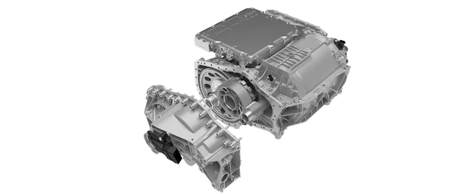 Graphic of the 1-speed gearbox from the Porsche Macan Turbo.