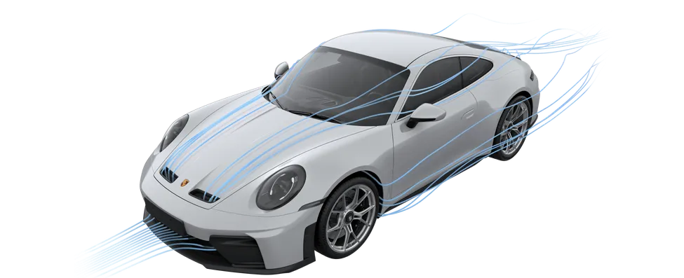 保时捷 911 GT3 with Touring Package 的空气动力学性能展示。