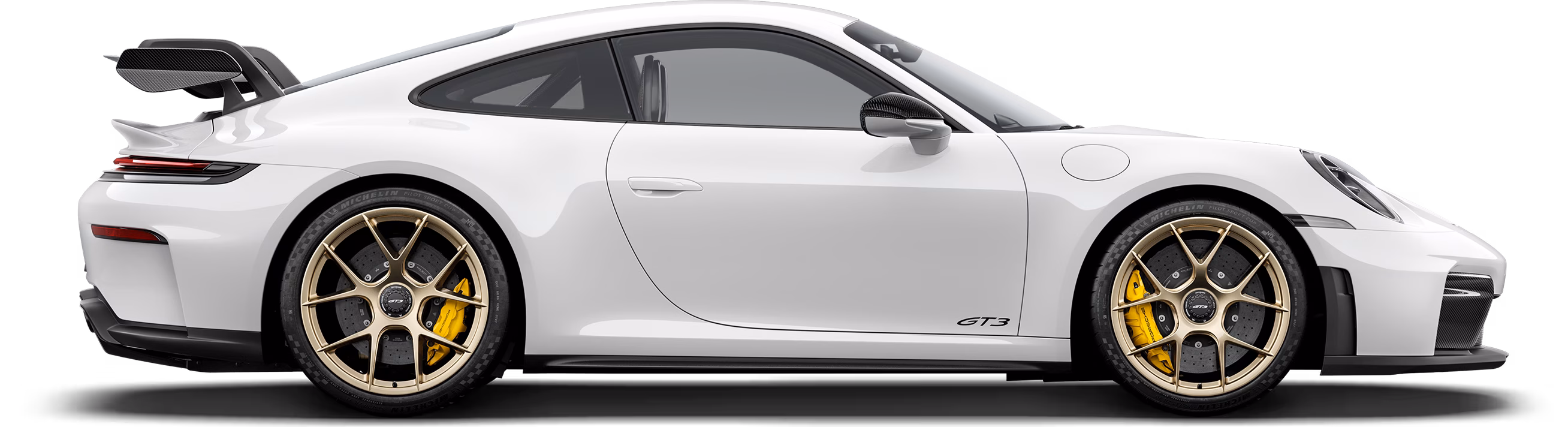 Porsche 911 GT3 in White, profile/side view.