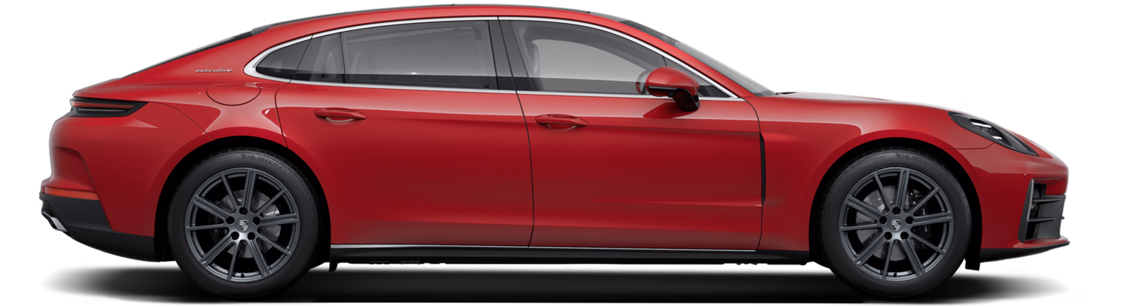 保时捷 Panamera 4 Executive Pure 胭脂红侧视图/侧面图。