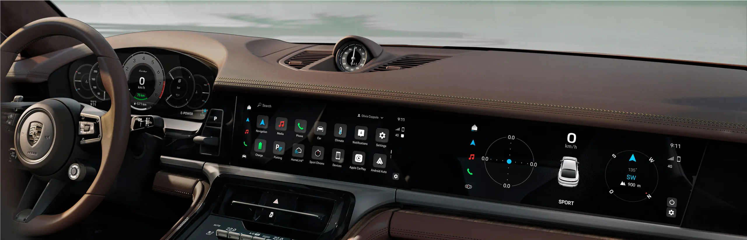 Porsche Panamera Turbo E-Hybrid interior: view into the cockpit.