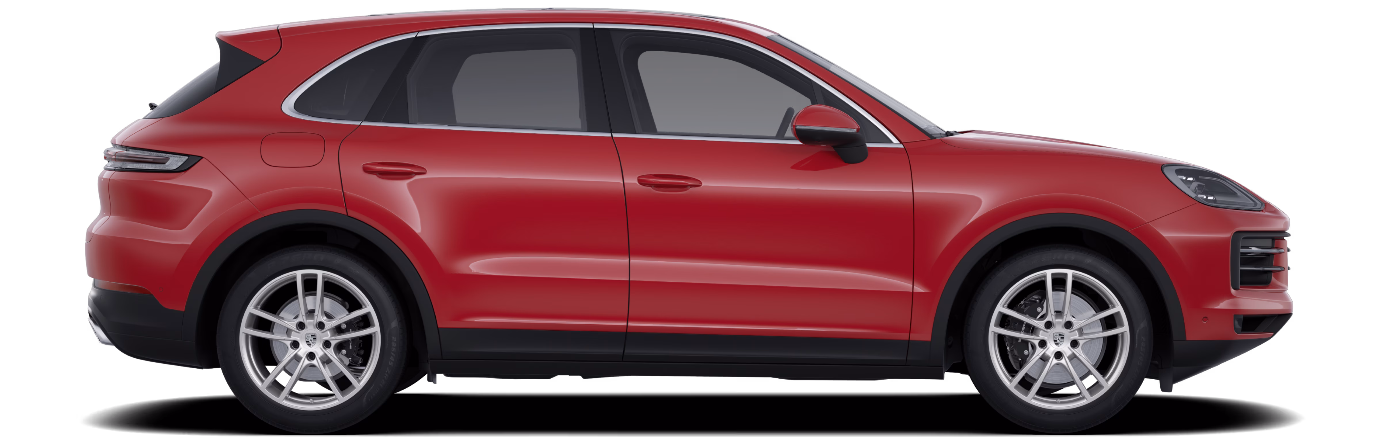 Profile/side view of the Porsche Cayenne Passion in Carmine Red.
