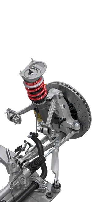 保时捷 911 GT3 前桥上的空气动力杆的图片。