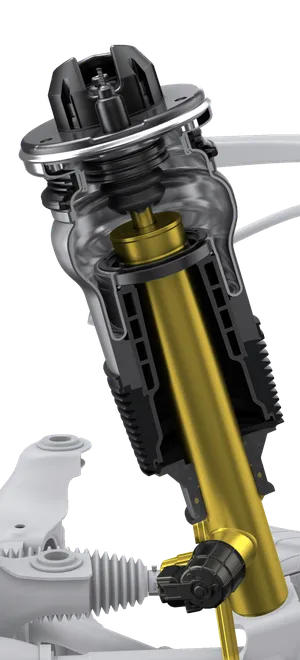 Porsche Macan Turbo. Graphic of adaptive air suspension.