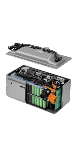 Technical graphic of the 400-volt traction battery in the Porsche 911 Carrera GTS.