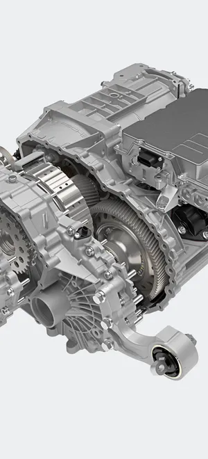 Graphic of the gearbox from the Porsche Taycan Turbo S.