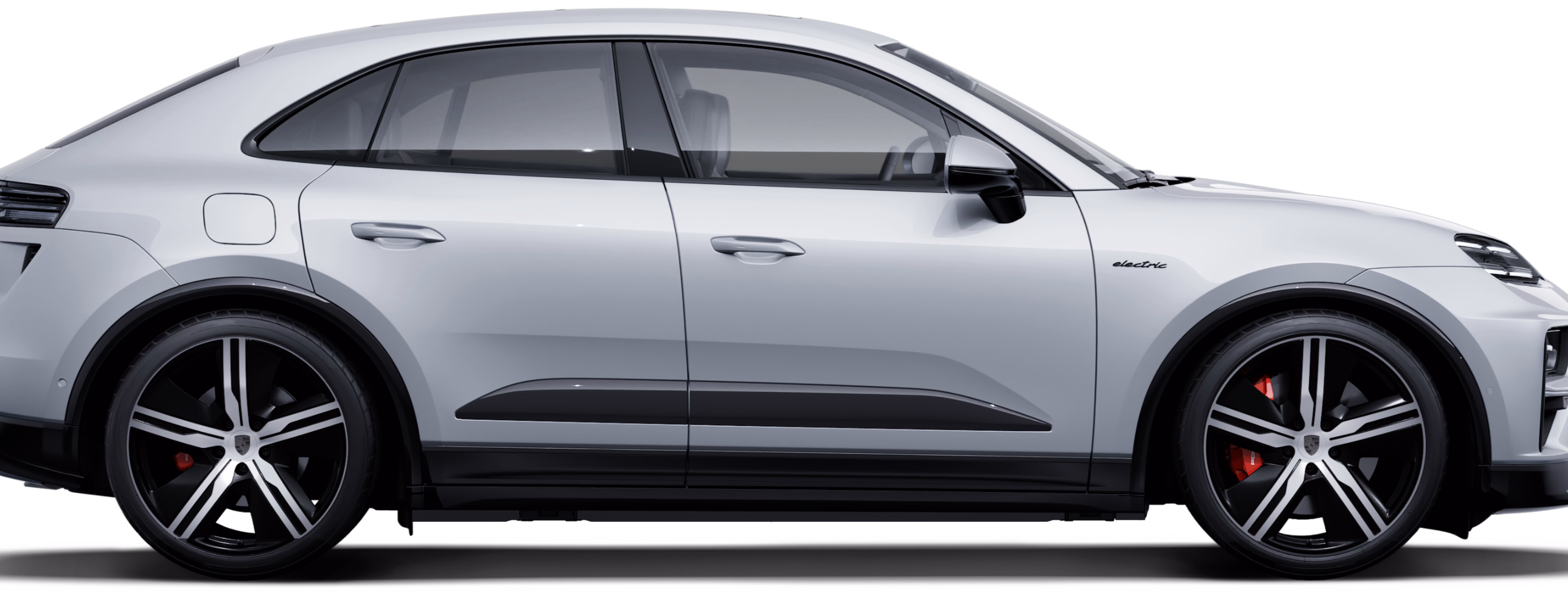 Porsche Macan Turbo in Ice Grey Metallic in profile/side view.
