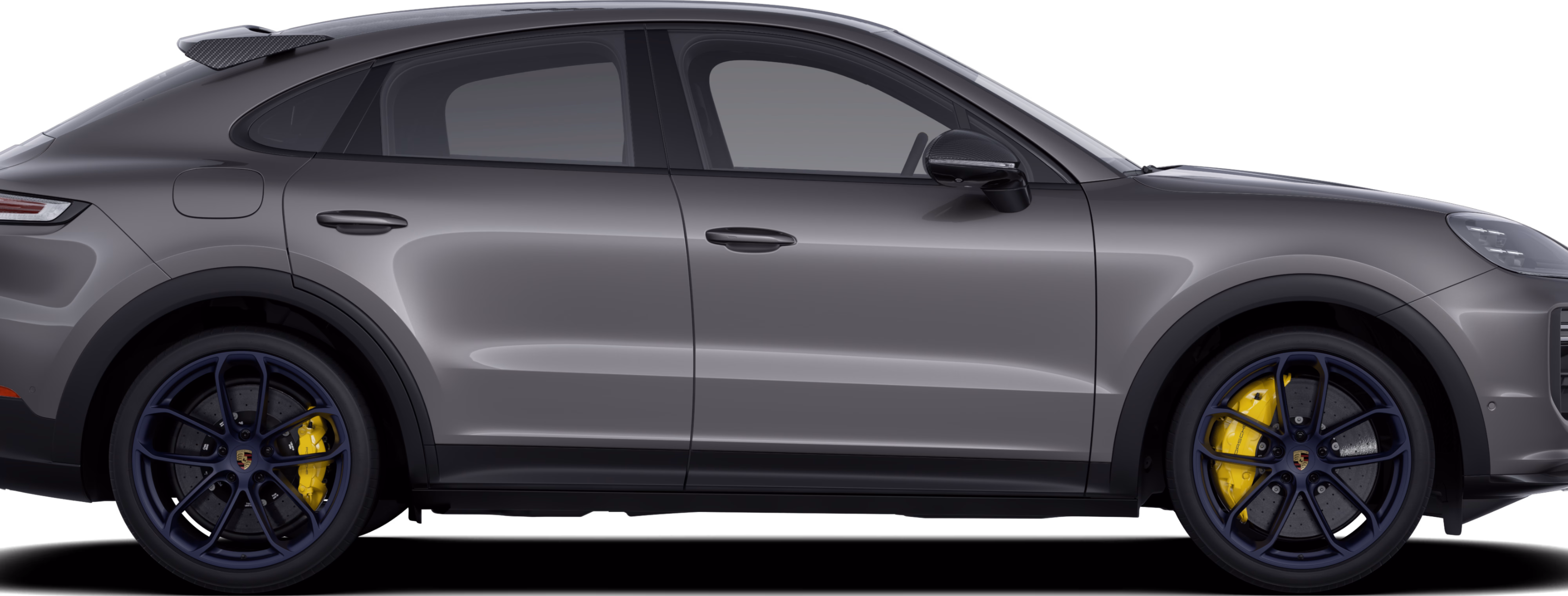 石英灰金属漆车身的新款保时捷 Cayenne Turbo GT 的侧视图/轮廓